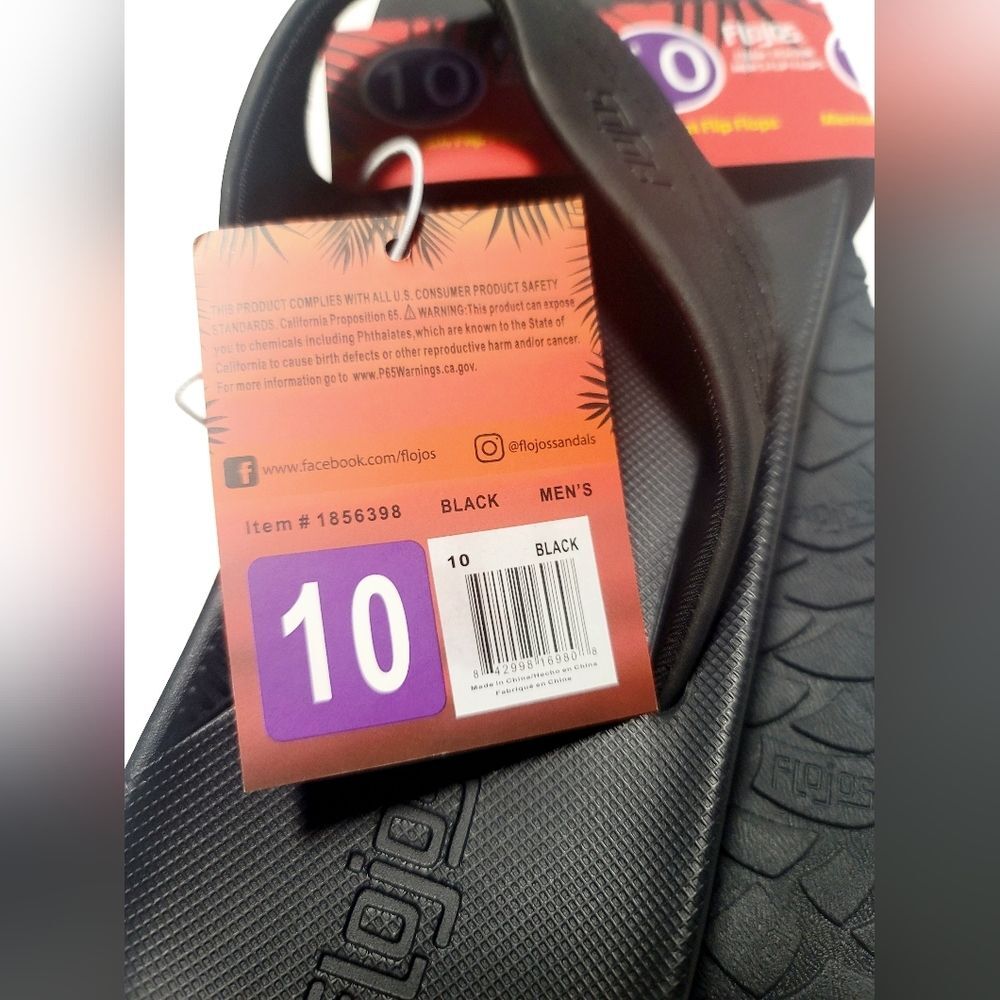 Flojos Men's 10 Memory Foam Flip Flop MEMEX Footbed Arch Support Black NWT - Picture 10 of 10